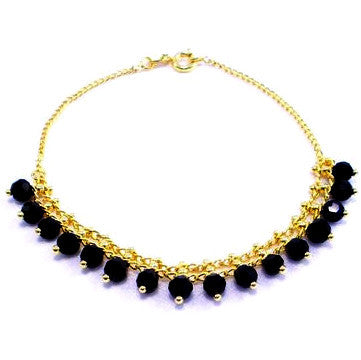 18ct Gold Plated Black Beads Design Bracelet
