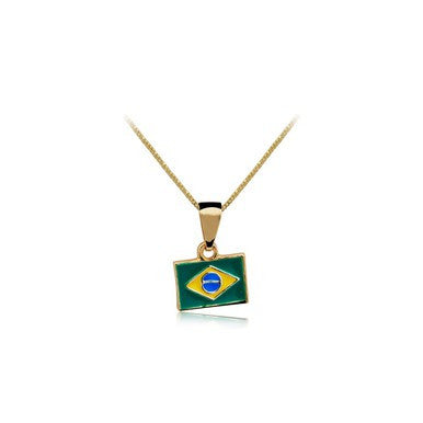 18ct Gold Plated Brazilian Flag Pendant and Chain