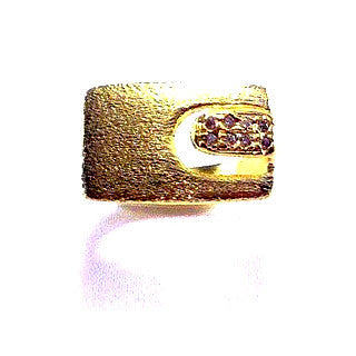 18ct Gold Plated Contemporary Design Ring with Small Zirconias