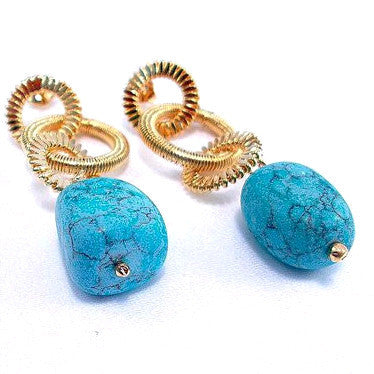 18ct Gold Plated Fancy Earrings with Turquoise