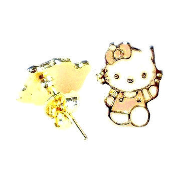 18ct Gold Plated 'Hello Kitty' Stud Earrings (detail)