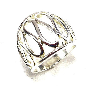 Silver Plated Fancy Oval Design Ring