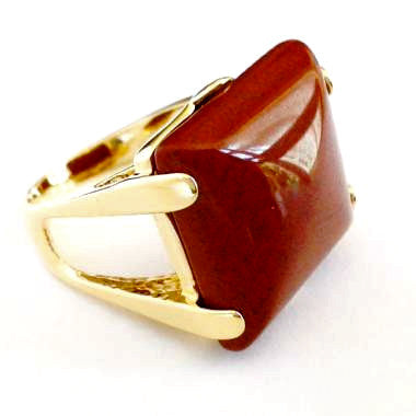 18ct Gold Plated Ring with Brown Agate Gemstone