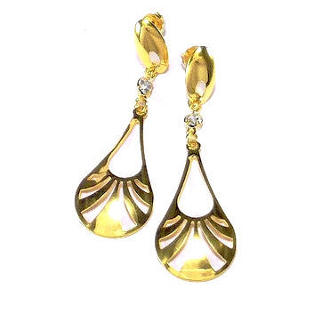 18ct Gold Plated Art Deco Motif Earrings with Strass Stone