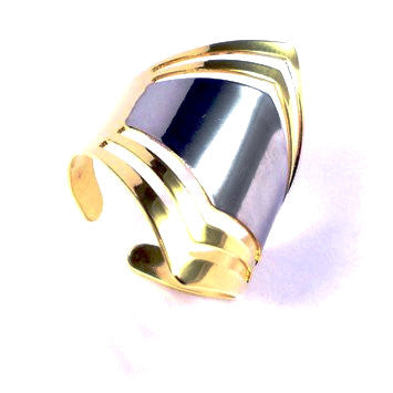 18ct Gold Plated Art Deco Style Ring with Rhodium
