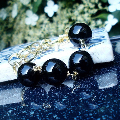 18ct Gold Plated Bracelet with Onyx Gemstones
