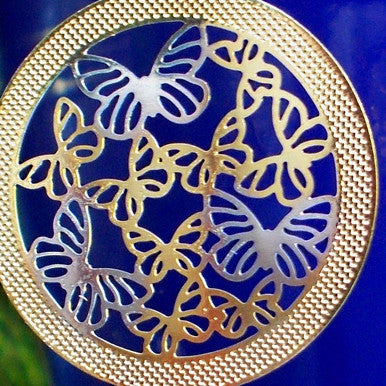 18ct Gold Plated Butterfly Drop Earrings (detail)