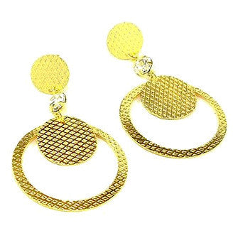 18ct Gold Plated Circular Earrings with Strass Stone