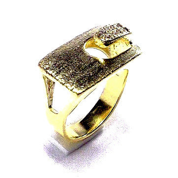 18ct Gold Plated Contemporary Design Ring with Small Zirconias