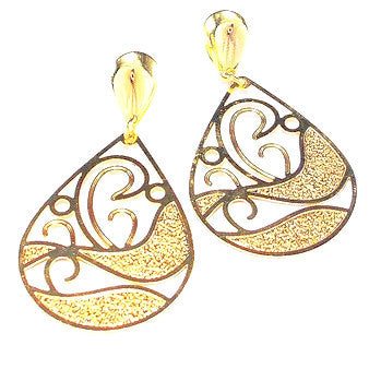 18ct Gold Plated Contemporary Teardrop Design Earings