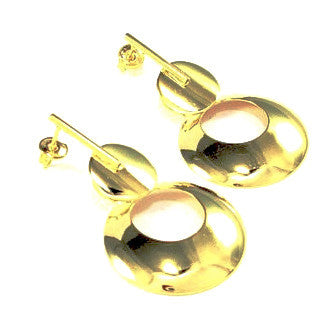 18ct Gold Plated Drop Disc Earrings