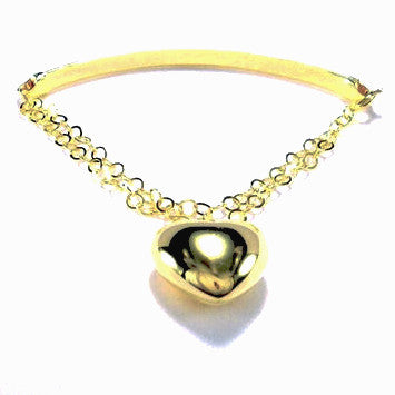 18ct Gold Plated Fancy Bracelet with Heart Charm