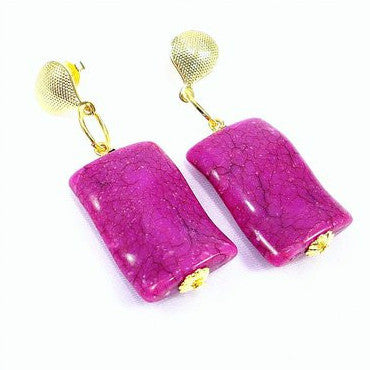 18ct Gold Plated Fancy Earrings with Purple Stone Effect