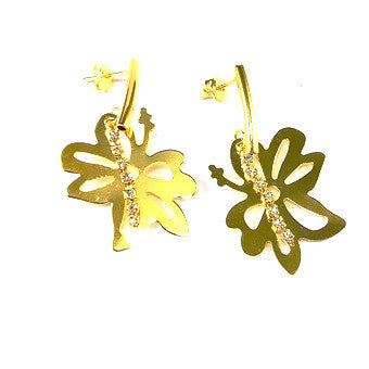18ct Gold Plated Flower Earrings with Strass Stones