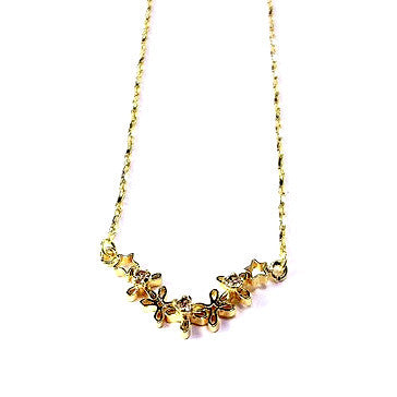 18ct Gold Plated Flower and Star Necklace with Strass Stones