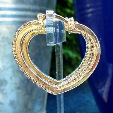 18ct Gold Plated Heart Shaped Hoop Earrings with Rhodium Detail