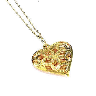 18ct Gold Plated Heart Shaped Pendant with Chain