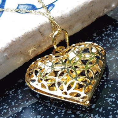 18ct Gold Plated Heart Shaped Pendant with Chain