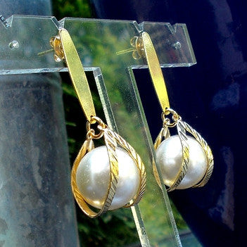 18ct Gold Plated Large Pearl Effect Earrings