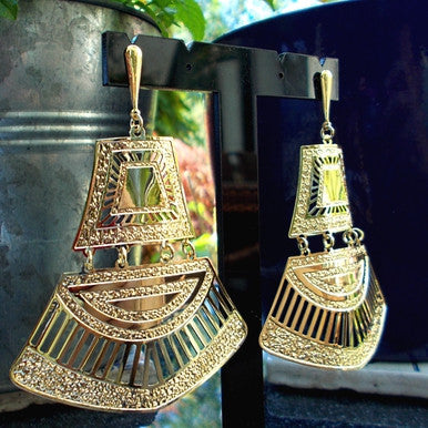 18ct Gold Plated Maxi Earrings in Ancient Egyptian Style