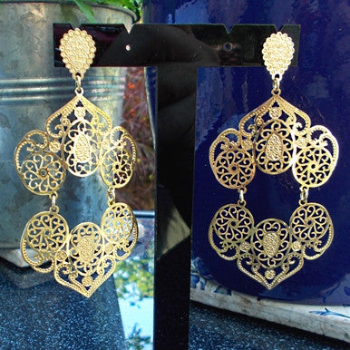 18ct Gold Plated Maxi Earrings in Portuguese Baroque Style