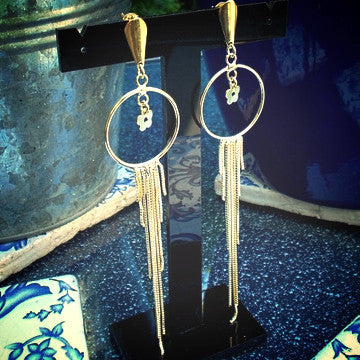 18ct Gold Plated Maxi Earrings in Dreamcatcher Style