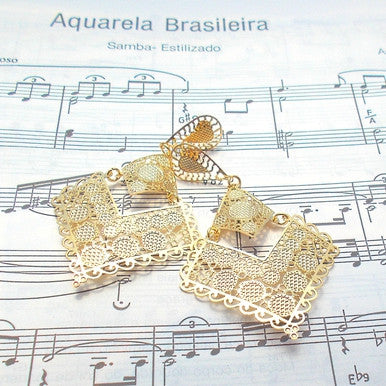 18ct Gold Plated Maxi Earrings in Spanish Baroque Style