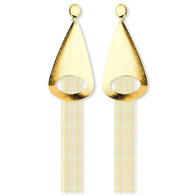 18ct Gold Plated Maxi Earrings in Teardrop and Tassel Design