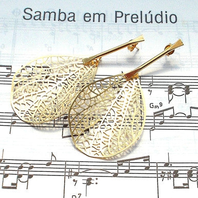 18ct Gold Plated Maxi Earrings of Autumn Leaf Impression