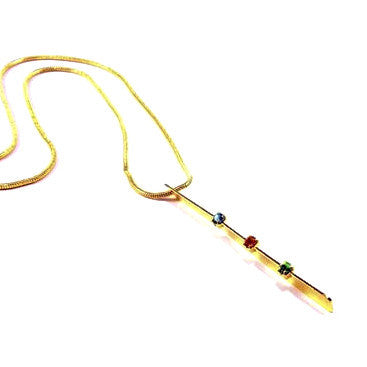 18ct Gold Plated Necklace with Multi Colour Stone Effects