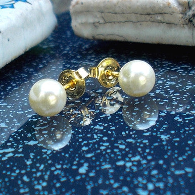 18ct Gold Plated Pearl Effect Stud Earrings
