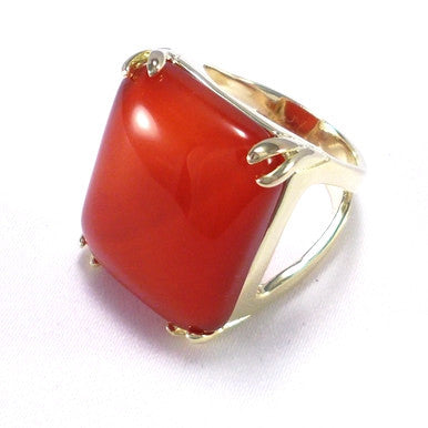 18ct Gold Plated Ring with Orange Agate Gemstone