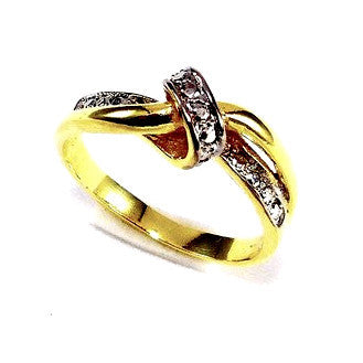 18ct Gold Plated Ring with Rhodium Detail