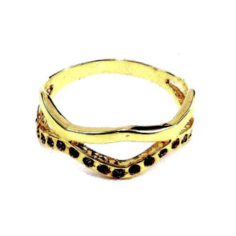 18ct Gold Plated Ring with Small Cubic Zirconia Effect Stones