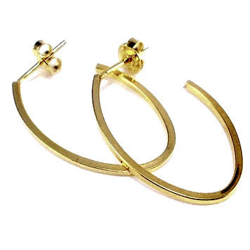 18ct Gold Plated Small Oval Hoop Earrings