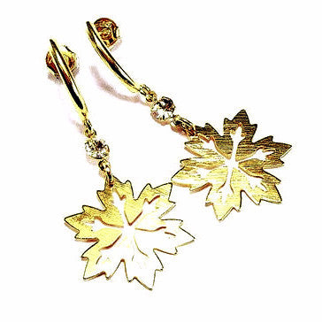 18ct Gold Plated Snowflake Earrings with Strass Stone