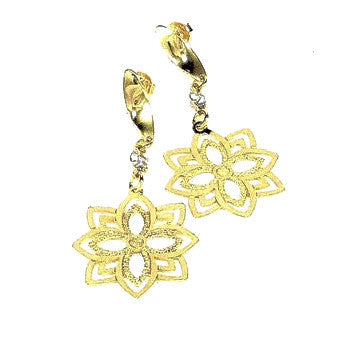 18ct Gold Plated Star Flower Earrings with Strass Stone