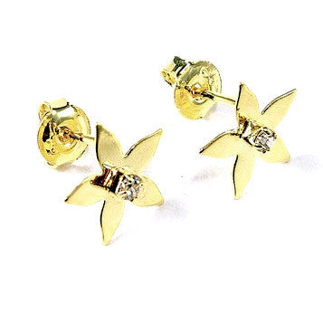 18ct Gold Plated Star Stud Earrings with Strass Stone