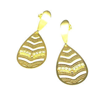18ct Gold Plated Teardrop Earrings with Strass Stones