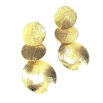 18ct Gold Plated Three Disk Drop Earrings