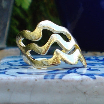 18ct Gold Plated Three Waves Ring