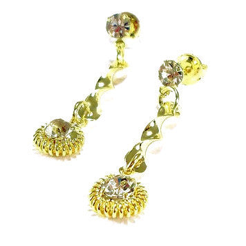 18ct Gold Plated Twist Earrings with Sparkling Strass Stone
