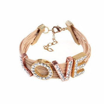 Chunky Buriti Palm Straw Bracelet "Love"