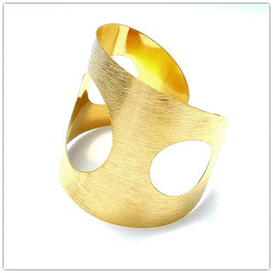 18ct Gold Plated Maxi Cuff Bracelet with Circular Cutouts