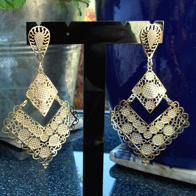 18ct Gold Plated Maxi Earrings in Spanish Baroque Style