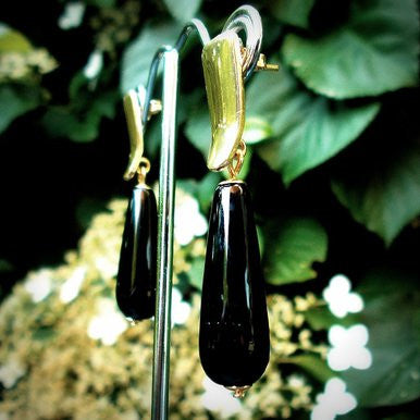 18ct Gold Plated Earrings with Onyx