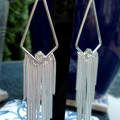 Silver Plated Maxi Earrings with Snake Tassel (detail)
