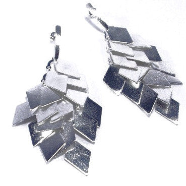 Silver Plated Contemporary Leaf Design Earrings