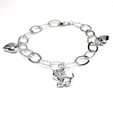 Silver Plated Dog Charm Bracelet