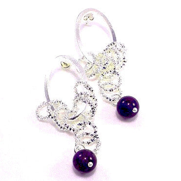 Silver Plated Earrings with Amethyst
